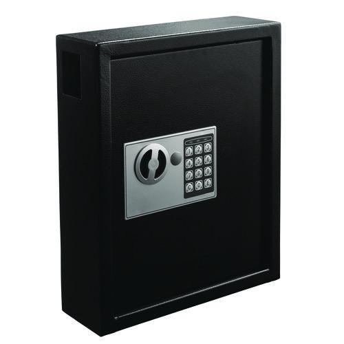 Steel Digital Lock Key Cabinet, 40-key, 13 X 4 X 14.3, Stainless Steel 304, Black