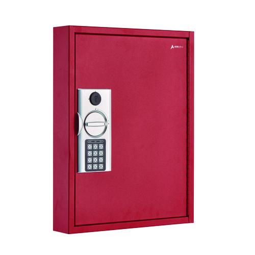 Steel Digital Lock Key Cabinet, 60-key, 13 X 2.6 X 17, Stainless Steel 304, Red