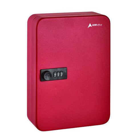 Steel Heavy-duty Key Cabinet With Combination Lock, 48-key, 7.1 X 3 X 10, Stainless Steel 304, Red