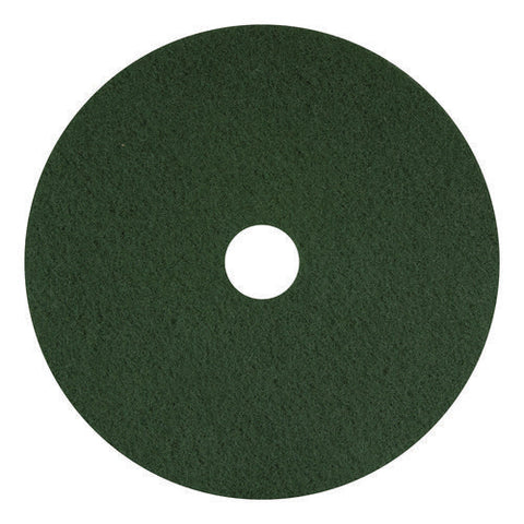 Scrubbing Pads, 12" Diameter, Green, 5/carton