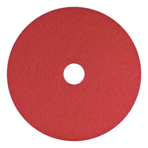 Buffing Pads, 12" Diameter, Red, 5/carton