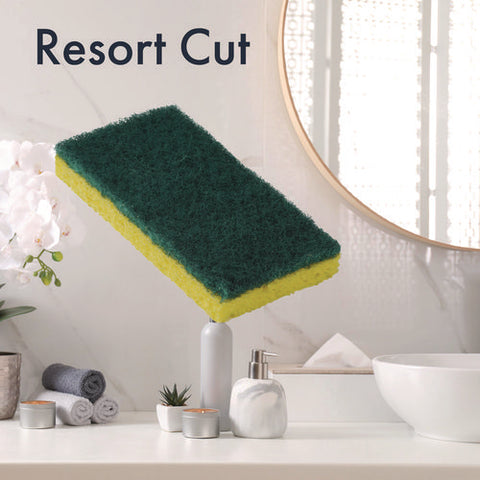 Resort Cut Scrub Sponge, Medium Duty, 6.25 X 3.18, Green/yellow, 40/carton