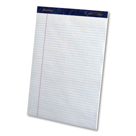 Gold Fibre Writing Pads, Narrow Rule, 50 White 8.5 X 11.75 Sheets, Dozen