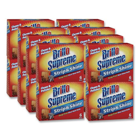 Strip And Shine Steel Wool Balls, 2.5 X 2, Gray, 6 Balls/box, 24 Boxes/carton