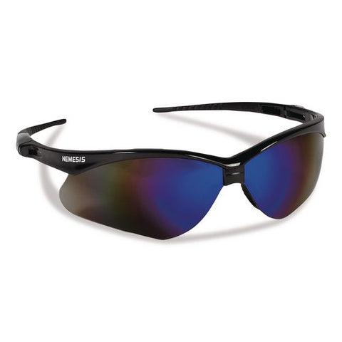Nemesis Safety Glasses, Black Frame, Blue Mirror Lens