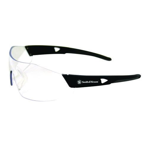 44 Magnum Safety Glasses, Black Frame, Clear Lens, 12/box