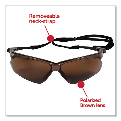 Nemesis Safety Glasses, Brown Half Frame, Polarized Brown Dual Lens, 12/box