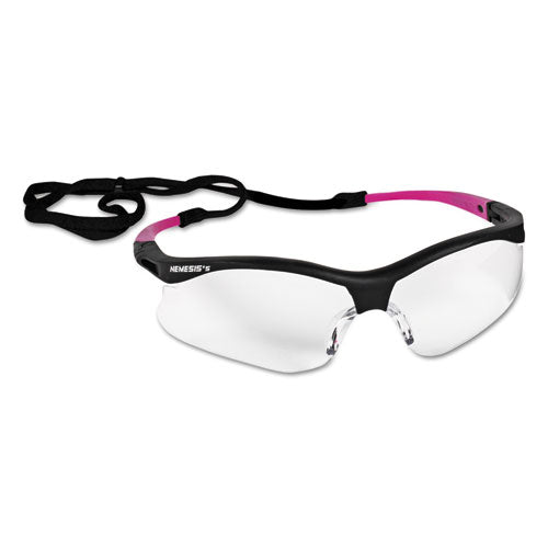 Nemesis Safety Glasses, Small, Black Half Frame, Clear Dual Lens, 12/box