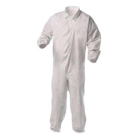 Kga35 Liquid And Particle Protection Coveralls, Elastic Wrist And Ankles, Medium, White, 25/carton