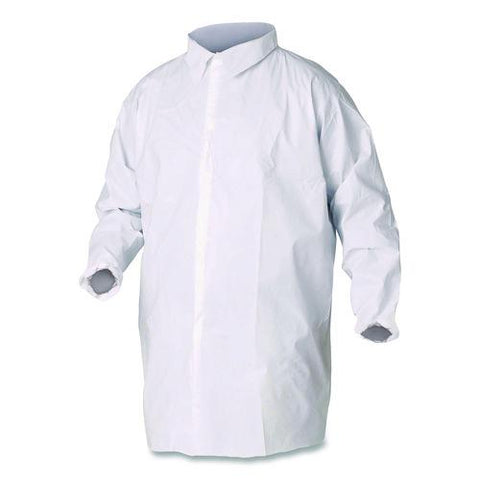 A40 Lab Coats, Elastic Wrists, No Pocket, Medium, White, 30/carton