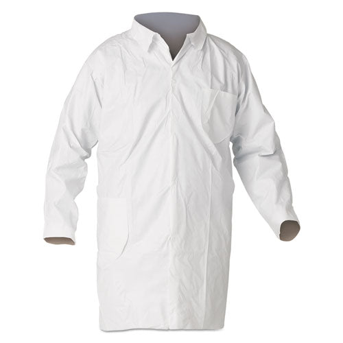 A40 Liquid And Particle Protection Lab Coats With Pocket, Microporous Film Laminate, Large, White, 30/carton