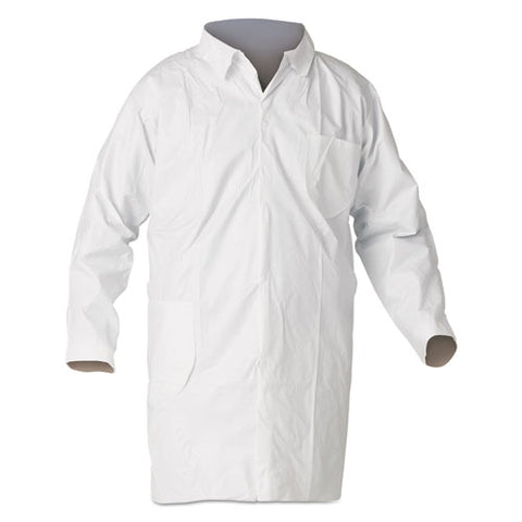 A40 Liquid And Particle Protection Lab Coats With Pocket, Microporous Film Laminate, Large, White, 30/carton