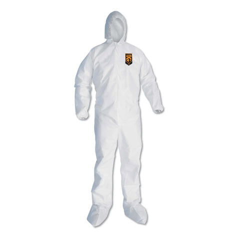 A30 Elastic Back And Cuff Hooded/boots Coveralls, Xl, White, 25/carton