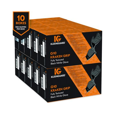 G10 Kraken Grip Nitrile Gloves, Powder-free, Medium, 6 Mil Thick, 9.5" Long, Black, 100/box, 10 Boxes/carton
