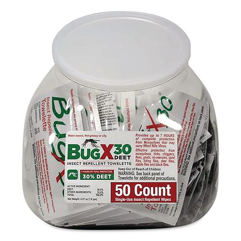 Bugx30 Fish Bowl Insect Repellent Wipes, 2 Ml Packet, 50/bowl