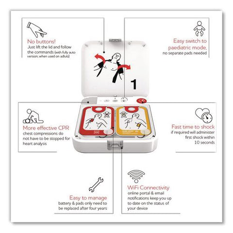 Lifepak Cr2 Cellular Defibrillator, Fully Automatic, English/spanish, Handle