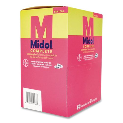 Midol Caplets, 2 Caplets/packet, 50 Packets