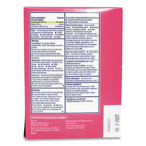 Midol Caplets, 2 Caplets/packet, 50 Packets