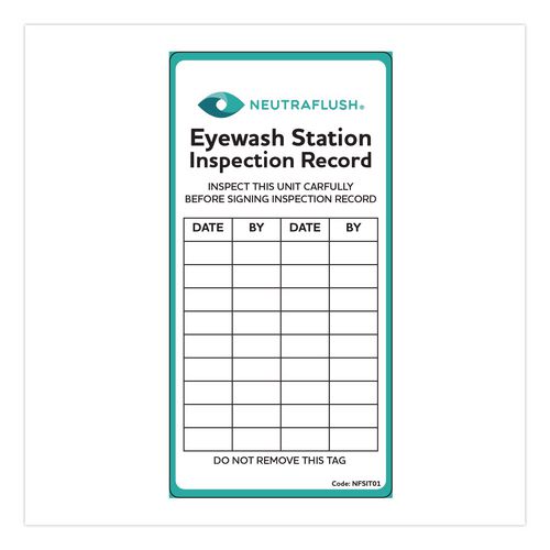 Eyewash Station Inspection Label, "eyewash Station Inspection Record/chart", 6" X 3", Green/black/white