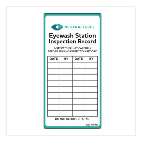 Eyewash Station Inspection Label, "eyewash Station Inspection Record/chart", 6" X 3", Green/black/white