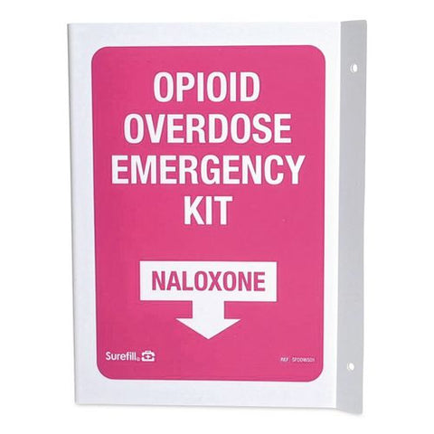 Overdose Kit Three-way Wall Sign, 2.25 X 3 X 5.5