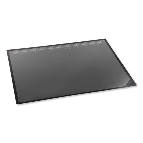 Desk Pad With Transparent Lift-top Overlay And Antimicrobial Protection, 24" X 19", Black Pad, Transparent Frost Overlay