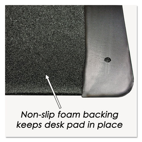 Executive Desk Pad With Antimicrobial Protection, Leather-like Side Panels, 36 X 20, Black