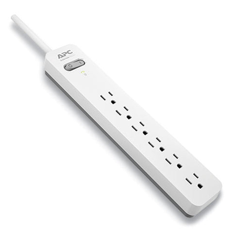 Power-saving Essential Surgearrest Surge Protector, 6 Ac Outlets, 6 Ft Cord, 1,080 J, White/gray