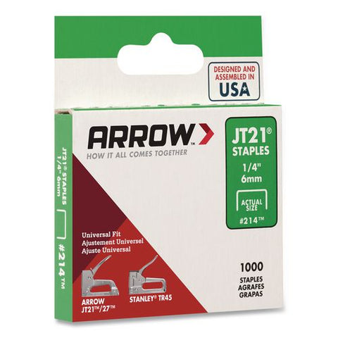 Jt21 Standard Staples, 0.25" Leg, 0.44" Crown, Silver, 1,000/box