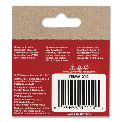 Jt21 Standard Staples, 0.25" Leg, 0.44" Crown, Silver, 1,000/box