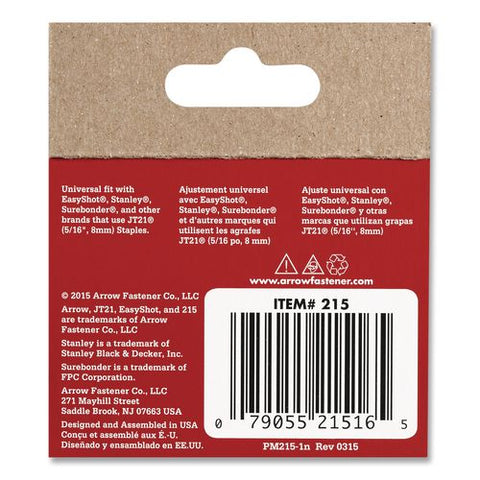 Jt21 Standard Staples, 0.31" Leg, 0.44" Crown, Silver, 1,000/box