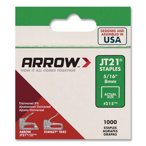Jt21 Standard Staples, 0.31" Leg, 0.44" Crown, Silver, 1,000/box