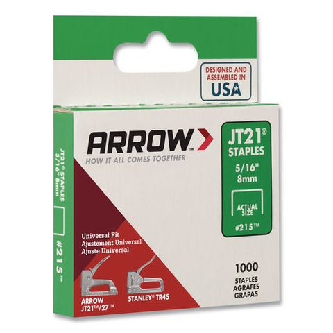 Jt21 Standard Staples, 0.31" Leg, 0.44" Crown, Silver, 1,000/box