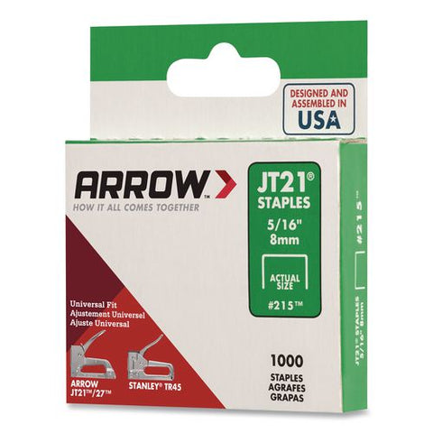Jt21 Standard Staples, 0.31" Leg, 0.44" Crown, Silver, 1,000/box
