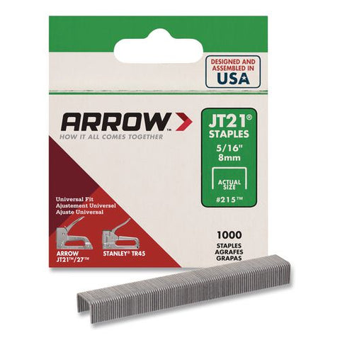 Jt21 Standard Staples, 0.31" Leg, 0.44" Crown, Silver, 1,000/box