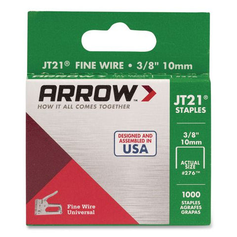 Jt21 Standard Staples, 0.38" Leg, 0.44" Crown, Silver, 1,000/box