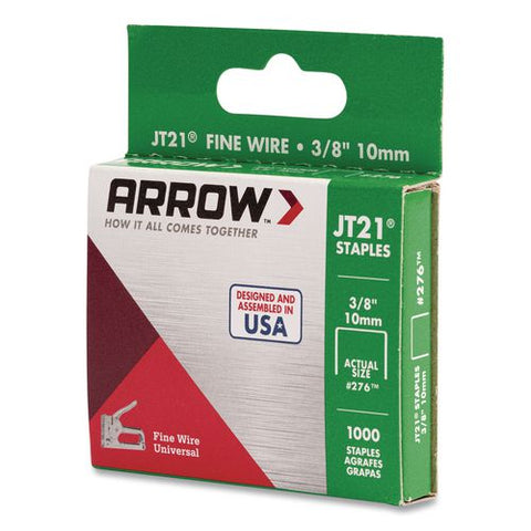 Jt21 Standard Staples, 0.38" Leg, 0.44" Crown, Silver, 1,000/box