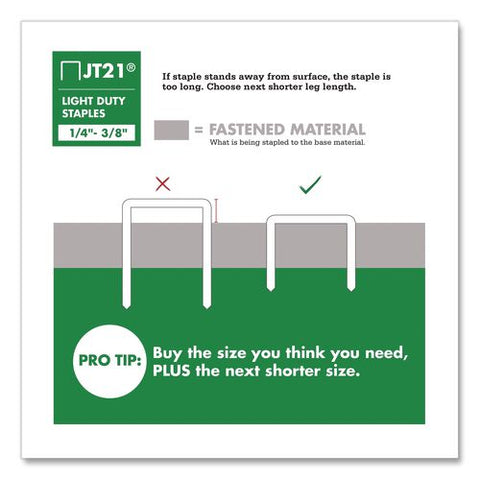 Jt21 Standard Staples, 0.38" Leg, 0.44" Crown, Silver, 1,000/box