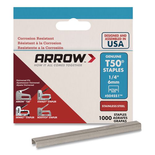Heavy Duty Staples, 0.25" Leg, 0.37" Crown, Silver, 1,000/box