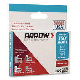 Heavy Duty Staples, 0.25" Leg, 0.37" Crown, Silver, 1,000/box
