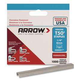 Heavy Duty Staples, 0.25" Leg, 0.37" Crown, Silver, 1,000/box