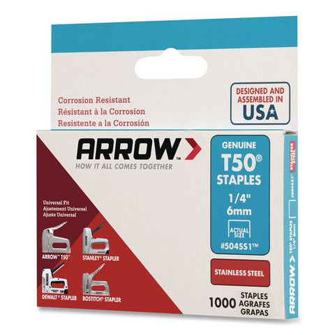Heavy Duty Staples, 0.25" Leg, 0.37" Crown, Silver, 1,000/box