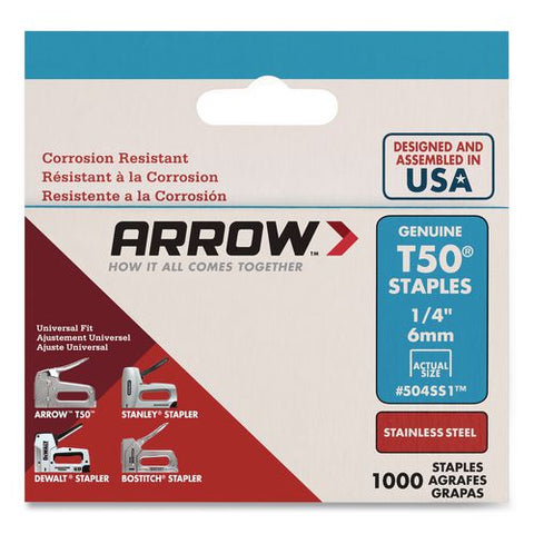 Heavy Duty Staples, 0.25" Leg, 0.37" Crown, Silver, 1,000/box