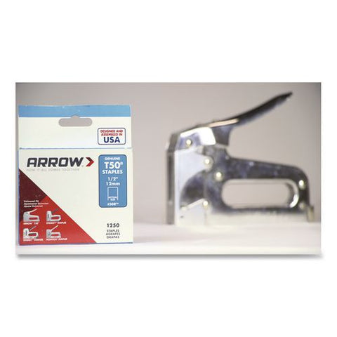 T50 Heavy Duty Staples, 0.5" Leg, 0.38" Crown, Silver, 1,250/box