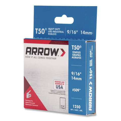 T50 Heavy Duty Staples, 0.56" Leg, 0.38" Crown, Silver, 1,250/box