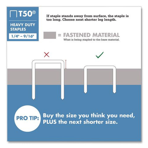 T50 Heavy Duty Staples, 0.56" Leg, 0.38" Crown, Silver, 1,250/box