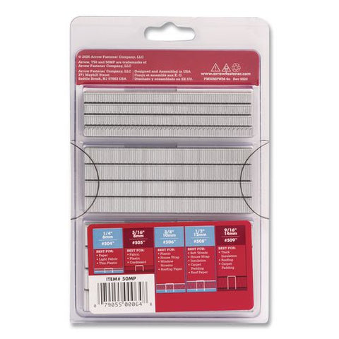 Heavy Duty Staples, 0.25" Leg/0.38" Leg/0.5" Leg, 0.41" Crown, Silver, 1,875/box