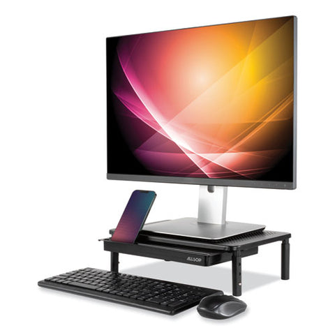 Metal Art Tri Level Stand, For 27" Monitors, 14.5" X 9.25" X 4.13" To 5.75", Black, Supports 30 Lb