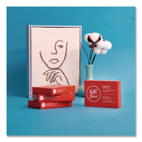 100% Organic Cotton Maxi Pads With Wings, Regular Absorbency, 250/carton
