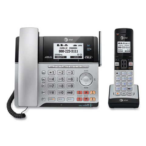 Connect To Cell Tl86103 Two-line Corded/cordless Phone, Corded Base Station And 1 Additional Handset, Black/silver